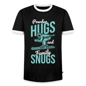 Mountain Magic Skiing Together Family Vacation Ski - Men's Ringer Shirt - black/white - Front - AI Model Female 172 light (172cm) & AI Model Male 178 light (178cm)