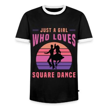 Square Dancing Just A Girl Who Loves Country Music - Men's Ringer Shirt - black/white - Front - AI Model Female 172 light (172cm) & AI Model Male 178 light (178cm)