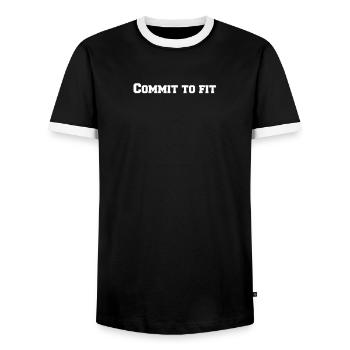 Fitness - Commit to fit - Men's Ringer Shirt - black/white - Front - AI Model Female 172 light (172cm) & AI Model Male 178 light (178cm)