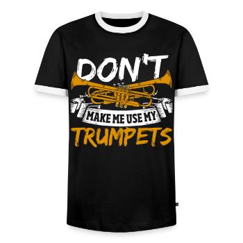 Trompettiste Ne me faites pas utiliser mes trompettes - T-shirt contrasté Homme - noir/blanc - Devant - AI Model Female 172 light (172cm) & AI Model Male 178 light (178cm)