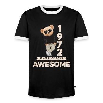 1972 Birthday Teddy Bear Being Awesome Orignal - Men's Ringer Shirt - black/white - Front - AI Model Female 172 light (172cm) & AI Model Male 178 light (178cm)