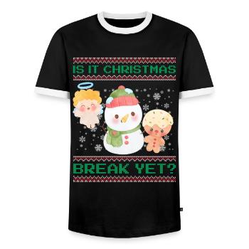 Is It Christmas Break Yet? Sweet snowman teacher - Men's Ringer Shirt - black/white - Front - AI Model Female 172 light (172cm) & AI Model Male 178 light (178cm)