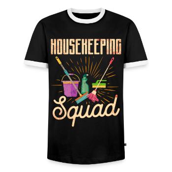 Housekeeping Week Geschenke Reinigungsliebhaber - Männer Kontrast-T-Shirt - Schwarz/Weiß - Vorne - AI Model Female 172 light (172cm) & AI Model Male 178 light (178cm)