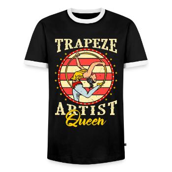 Cirque, Tissus aériens, Aériste, Acrobatie, Trapèze - T-shirt contrasté Homme - noir/blanc - Devant - AI Model Female 172 light (172cm) & AI Model Male 178 light (178cm)