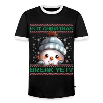 Is It Christmas Break Yet? Cute Snowman Teacher - Men's Ringer Shirt - black/white - Front - AI Model Female 172 light (172cm) & AI Model Male 178 light (178cm)