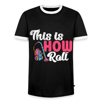 Cadeaux de la semaine de l’entretien ménager Amoureux du ménage - T-shirt contrasté Homme - noir/blanc - Devant - AI Model Female 172 light (172cm) & AI Model Male 178 light (178cm)