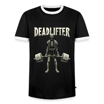 Workout Training Fitness Lifting Gym - Men's Ringer Shirt - black/white - Front - AI Model Female 172 light (172cm) & AI Model Male 178 light (178cm)