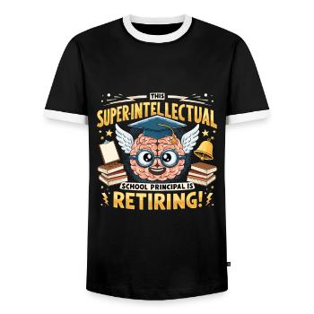 Education, Retiree, Educator, Retired Teacher - Men's Ringer Shirt - black/white - Front - AI Model Female 172 light (172cm) & AI Model Male 178 light (178cm)