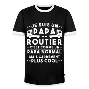 je suis un papa routier / humour papa routier - T-shirt contrasté Homme - noir/blanc - Devant - AI Model Female 172 light (172cm) & AI Model Male 178 light (178cm)
