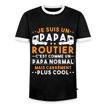 je suis un papa routier / humour papa routier - T-shirt contrasté Homme - noir/blanc - Devant - AI Model Female 172 light (172cm) & AI Model Male 178 light (178cm)