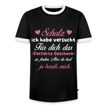 Das beste Geschenk für dich - Schatz - Spruch - Männer Kontrast-T-Shirt - Schwarz/Weiß - Vorne - AI Model Female 172 light (172cm) & AI Model Male 178 light (178cm)