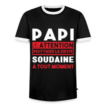 Papi Peut Faire La Sieste Soudaine Grand Pères - T-shirt contrasté Homme - noir/blanc - Devant - AI Model Female 172 light (172cm) & AI Model Male 178 light (178cm)