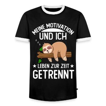 Meine Motivation und ich leben zur Zeit getrennt - Männer Kontrast-T-Shirt - Schwarz/Weiß - Vorne - AI Model Female 172 light (172cm) & AI Model Male 178 light (178cm)