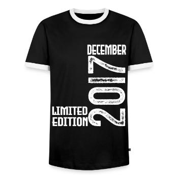 Birthday Gift December 2017. December 2017. - Men's Ringer Shirt - black/white - Front - AI Model Female 172 light (172cm) & AI Model Male 178 light (178cm)