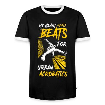 Urban Parkour Athlète Freerunning - T-shirt contrasté Homme - noir/blanc - Devant - AI Model Female 172 light (172cm) & AI Model Male 178 light (178cm)