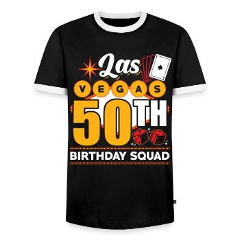 Escouade du 50e anniversaire de Las Vegas - T-shirt contrasté Homme - noir/blanc - Devant - AI Model Female 172 light (172cm) & AI Model Male 178 light (178cm)