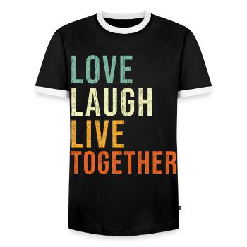 Liebe Lachen Zusammen leben Inspiration Zitat Familie - Männer Kontrast-T-Shirt - Schwarz/Weiß - Vorne - AI Model Female 172 light (172cm) & AI Model Male 178 light (178cm)