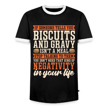 Biscuits And Gravy If Someone Tells Biscuits Lover - Men's Ringer Shirt - black/white - Front - AI Model Female 172 light (172cm) & AI Model Male 178 light (178cm)