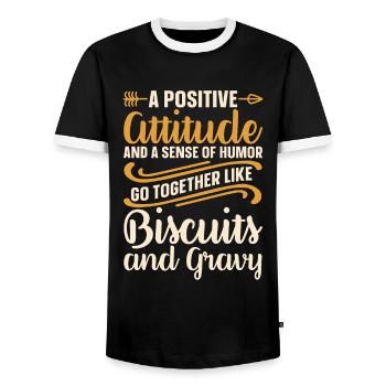 Biscuits And Gravy A Positive Attitude Food Lover - Men's Ringer Shirt - black/white - Front - AI Model Female 172 light (172cm) & AI Model Male 178 light (178cm)
