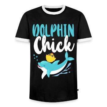 Dolphin Chicken Dolphin Chick - Männer Kontrast-T-Shirt - Schwarz/Weiß - Vorne - AI Model Female 172 light (172cm) & AI Model Male 178 light (178cm)
