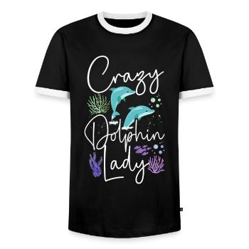 Dolphin Crazy Dolphin Lady - Männer Kontrast-T-Shirt - Schwarz/Weiß - Vorne - AI Model Female 172 light (172cm) & AI Model Male 178 light (178cm)