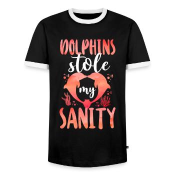 Dolphin Dolphins Stole My Sanity - Männer Kontrast-T-Shirt - Schwarz/Weiß - Vorne - AI Model Female 172 light (172cm) & AI Model Male 178 light (178cm)