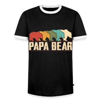 Papa Bear - Men's Ringer Shirt - black/white - Front - AI Model Female 172 light (172cm) & AI Model Male 178 light (178cm)