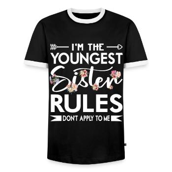 Les règles de Je suis la plus jeune sœur ne s’appliquent pas à moi - T-shirt contrasté Homme - noir/blanc - Devant - AI Model Female 172 light (172cm) & AI Model Male 178 light (178cm)