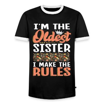 I'm The Oldest Sister I Make The Rules - Men's Ringer Shirt - black/white - Front - AI Model Female 172 light (172cm) & AI Model Male 178 light (178cm)