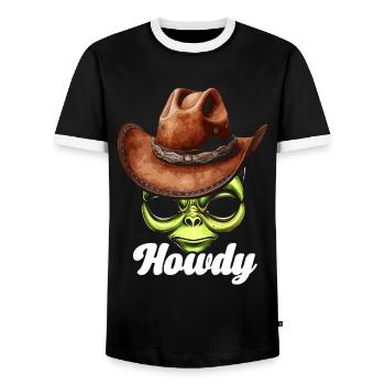 Howdy Alien Cowboy Space UFO Funny Western Rodeo - Männer Kontrast-T-Shirt - Schwarz/Weiß - Vorne - AI Model Female 172 light (172cm) & AI Model Male 178 light (178cm)