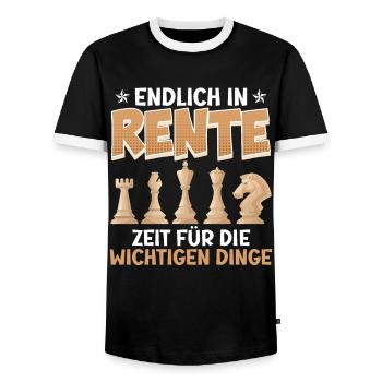 Endlich in Rente Zeit für die Wichtigen Dinge - Männer Kontrast-T-Shirt - Schwarz/Weiß - Vorne - AI Model Female 172 light (172cm) & AI Model Male 178 light (178cm)