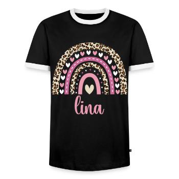 Lina Regenbogen Name Geburtstag Lina - Männer Kontrast-T-Shirt - Schwarz/Weiß - Vorne - AI Model Female 172 light (172cm) & AI Model Male 178 light (178cm)
