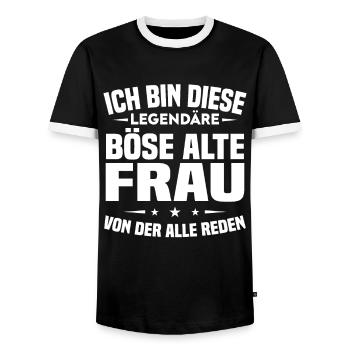 Ich bin diese legendäre böse alte - Männer Kontrast-T-Shirt - Schwarz/Weiß - Vorne - AI Model Female 172 light (172cm) & AI Model Male 178 light (178cm)