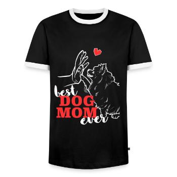 Beste Pomeranian Mama Pomeranian - Männer Kontrast-T-Shirt - Schwarz/Weiß - Vorne - AI Model Female 172 light (172cm) & AI Model Male 178 light (178cm)
