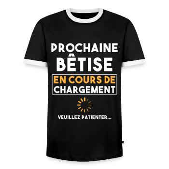 Cadeau drôle enfant Bêtise en cours de chargement - T-shirt contrasté Homme - noir/blanc - Devant - AI Model Female 172 light (172cm) & AI Model Male 178 light (178cm)