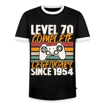 Level 70 Complete 1954 Birthday Gift - Men's Ringer Shirt - black/white - Front - AI Model Female 172 light (172cm) & AI Model Male 178 light (178cm)