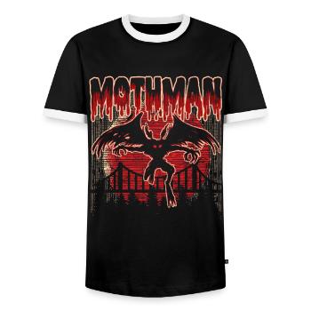 Mothman - Men's Ringer Shirt - black/white - Front - AI Model Female 172 light (172cm) & AI Model Male 178 light (178cm)