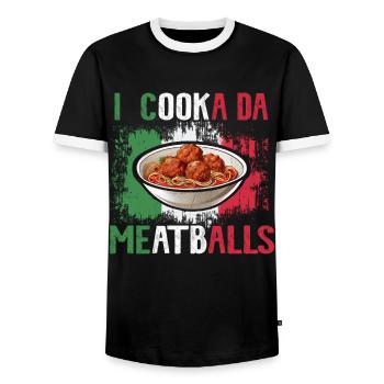 I Cooka Da Boulettes de viande - T-shirt contrasté Homme - noir/blanc - Devant - AI Model Female 172 light (172cm) & AI Model Male 178 light (178cm)