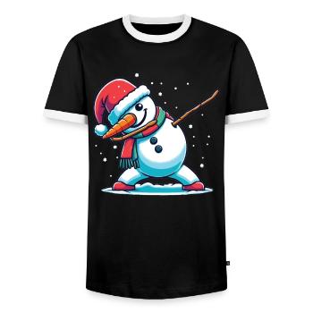 Dabbing Weihnachts Schneemann Dab Weihnachten - Männer Kontrast-T-Shirt - Schwarz/Weiß - Vorne - AI Model Female 172 light (172cm) & AI Model Male 178 light (178cm)