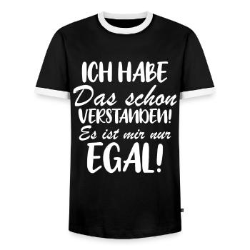 Ich habe das schon verstanden es ist mir nur egal! - Männer Kontrast-T-Shirt - Schwarz/Weiß - Vorne - AI Model Female 172 light (172cm) & AI Model Male 178 light (178cm)