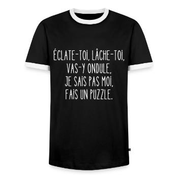 vas-y ondule - T-shirt contrasté Homme - noir/blanc - Devant - AI Model Female 172 light (172cm) & AI Model Male 178 light (178cm)