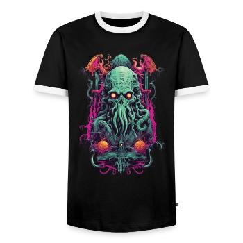Gothique Cthulhu démon Halloween monstre Design - T-shirt contrasté Homme - noir/blanc - Devant - AI Model Female 172 light (172cm) & AI Model Male 178 light (178cm)