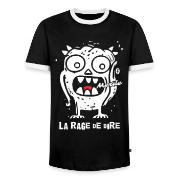 La fureur du langage : Trop mignon, monstre ! - T-shirt contrasté Homme - noir/blanc - Devant - AI Model Female 172 light (172cm) & AI Model Male 178 light (178cm)
