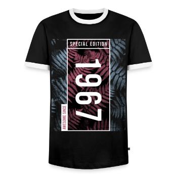 Special Edition 1967 Birthday Urban Graphic - Men's Ringer Shirt - black/white - Front - AI Model Female 172 light (172cm) & AI Model Male 178 light (178cm)