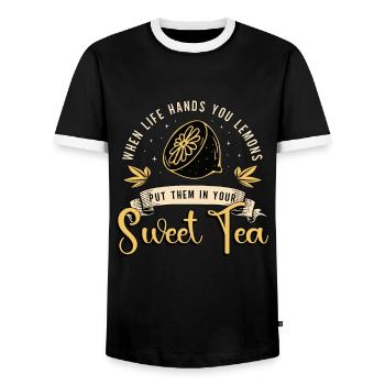 Sweet Tea When Life Hands You Lemons Tea Lover - Men's Ringer Shirt - black/white - Front - AI Model Female 172 light (172cm) & AI Model Male 178 light (178cm)