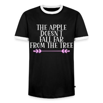 La pomme ne tombe pas loin de l’arbre Denglisch - T-shirt contrasté Homme - noir/blanc - Devant - AI Model Female 172 light (172cm) & AI Model Male 178 light (178cm)