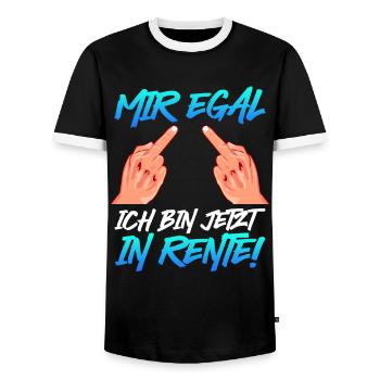 Ruhestand Mir Egal Ich bin jetzt in Rente! - Männer Kontrast-T-Shirt - Schwarz/Weiß - Vorne - AI Model Female 172 light (172cm) & AI Model Male 178 light (178cm)