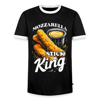 Mozzarella Stick König - Männer Kontrast-T-Shirt - Schwarz/Weiß - Vorne - AI Model Female 172 light (172cm) & AI Model Male 178 light (178cm)