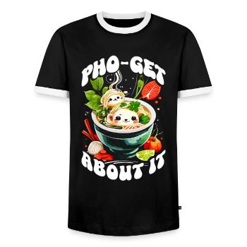 Pho Soup Vietnamese Food Pho-get About It Kawaii - Men's Ringer Shirt - black/white - Front - AI Model Female 172 light (172cm) & AI Model Male 178 light (178cm)