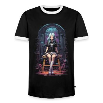 Kawaii Goth Pastel Anime e-girl Streetwear - T-shirt contrasté Homme - noir/blanc - Devant - AI Model Female 172 light (172cm) & AI Model Male 178 light (178cm)